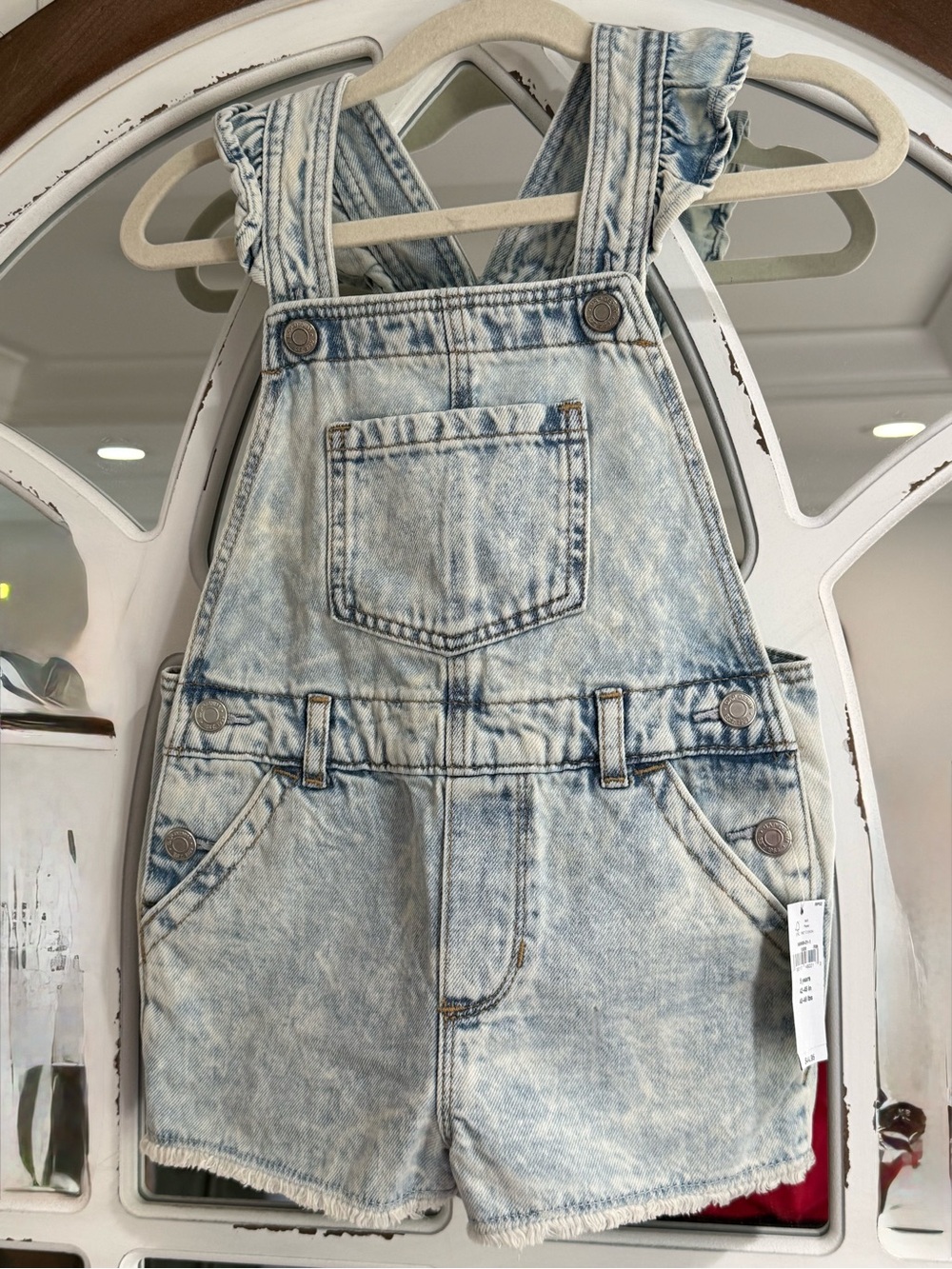 GAP Light Wash Denim Overall Shorts - Light Blue